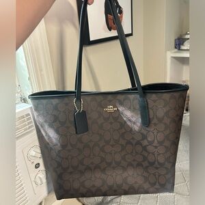 Coach Signature Monogram Leather Tote Bag
